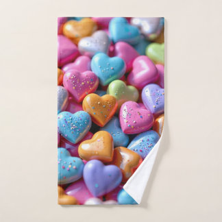Colorful Candy Love Hearts Hand Towel