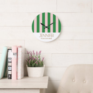 Colorful Candy Rainbow Color Block Modern Stripes Large Clock