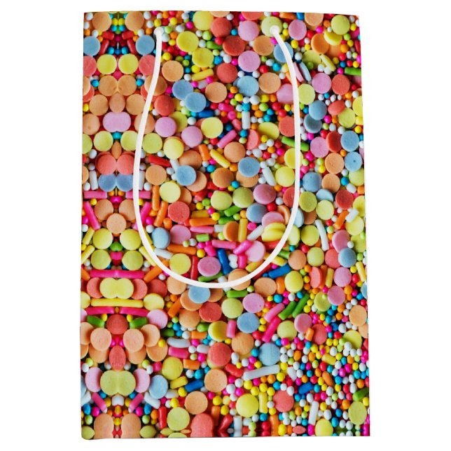 Colorful Candy Sprinkles Confetti Jimmies Medium Gift Bag (Front)