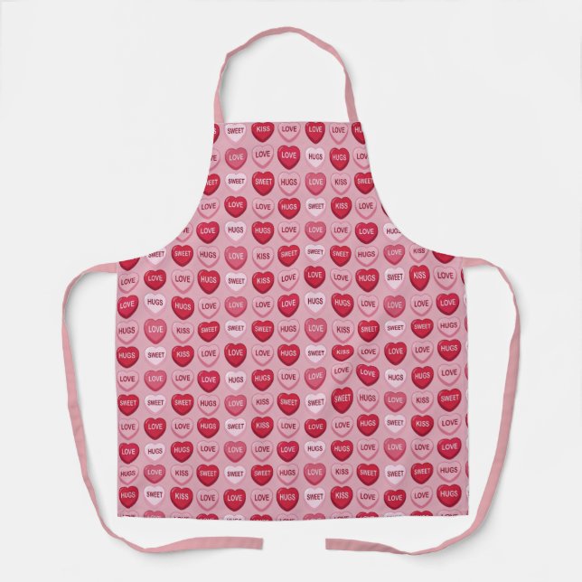 colorful candy Valentine's day heart pattern Apron (Front)