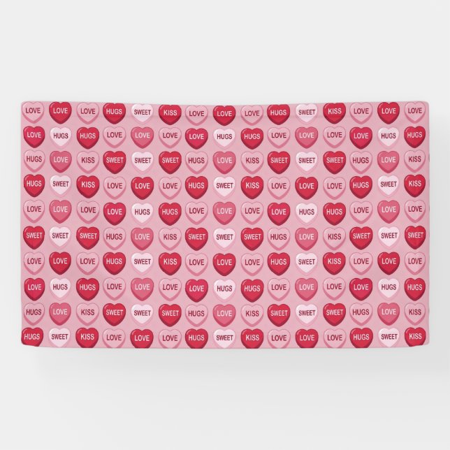 colorful candy Valentine's day heart pattern Banner (Horizontal)