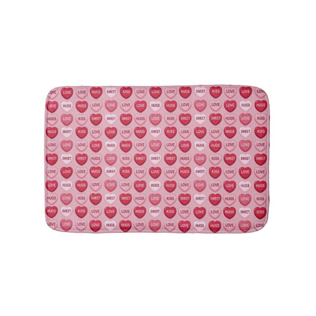 colorful candy Valentine's day heart pattern Bath Mat (Front)