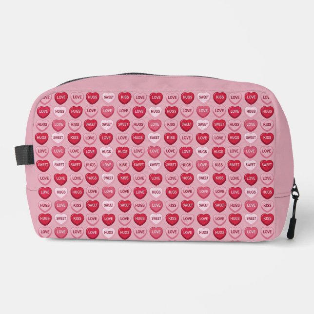 colorful candy Valentine's day heart pattern Dopp Kit (Front)