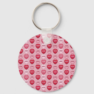 colorful candy Valentine's day heart pattern Key Ring