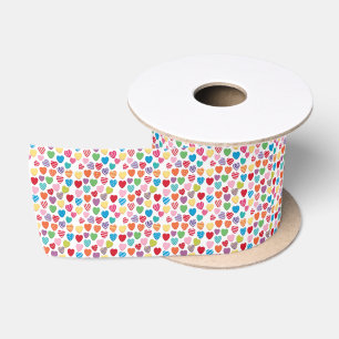colorful candy Valentine's day heart pattern Satin Ribbon