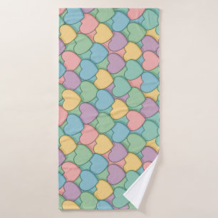 colorful candy Valentine's day heart pattern Two-T Bath Towel