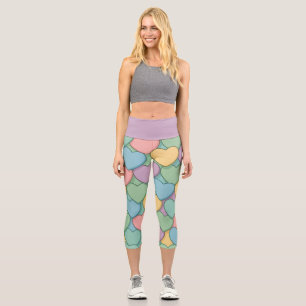 colorful candy Valentine's day heart pattern Two-T Capri Leggings