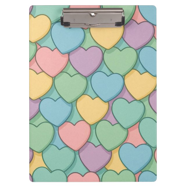 colorful candy Valentine's day heart pattern Two-T Clipboard (Front)