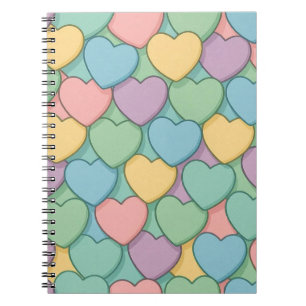 colorful candy Valentine's day heart pattern Two-T Notebook
