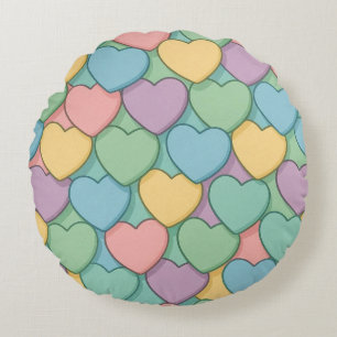 colorful candy Valentine's day heart pattern Two-T Round Cushion