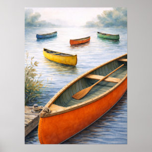 Colorful Canoes Poster