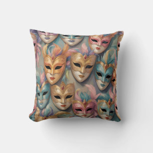 Colorful carnival masks illustration cushion