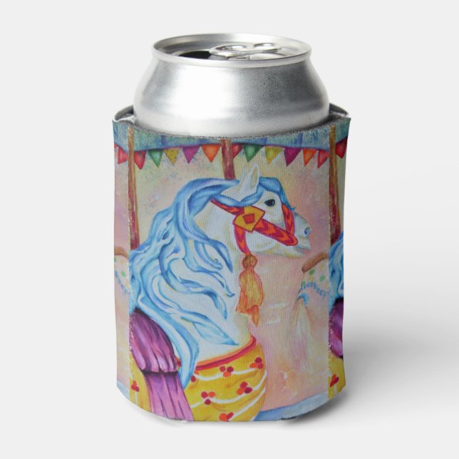 COLORFUL CAROUSEL HORSE PARTY CAN COOLER (Can Front)