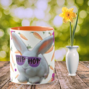 Colorful Carrots and Whimsical Bunny  Mug