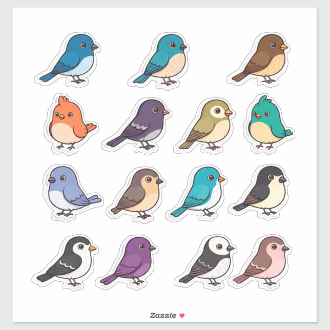 Colorful Cartoon Bird Sticker Set (Sheet)