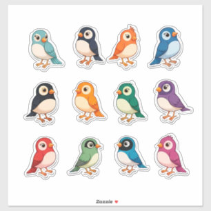 Colorful Cartoon Bird Sticker Set