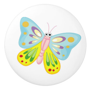 COLORFUL CARTOON BUTTERFLY CERAMIC KNOB