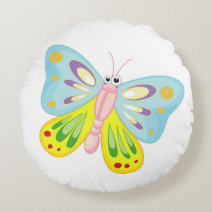 COLORFUL CARTOON BUTTERFLY ROUND CUSHION