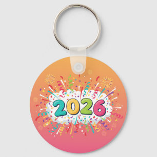 Colorful Cartoon Explosion 2026 Celebration   Key Ring