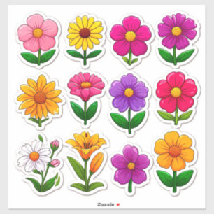 Colorful Cartoon Flower Stickers
