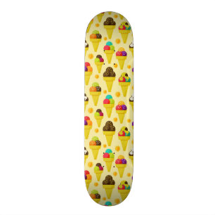 Colorful Cartoon Ice Cream Cones Skateboard