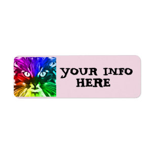 COLORFUL CAT ART RETURN ADDRESS LABELS