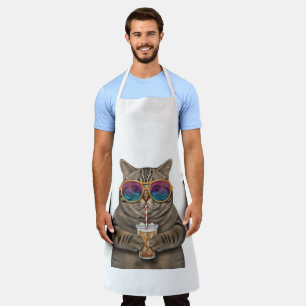 Colorful Cat Barista Apron – Cute Coffee Lover Gif