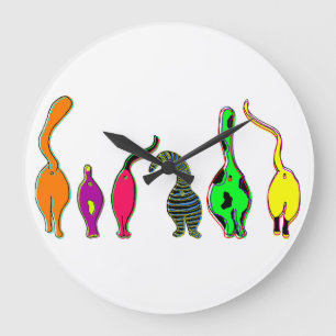 Colorful Cat Butts Large Clock