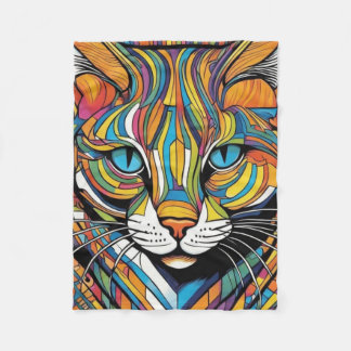 Colorful Cat Fleece Blanket