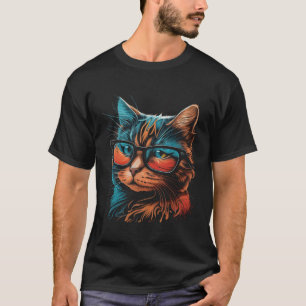 Colorful Cat In Suglasses Graphic Tees Men Women B
