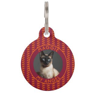 Colorful Cat Mom Gift Chevron Pattern Pet Tag