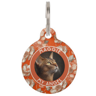 Colorful Cat Owner Gift Anemones Floral Pet Tag