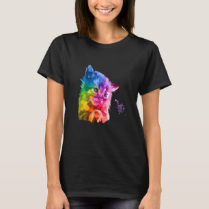Colorful Cat S Head Pop Style Bright Cat And Butte T-Shirt