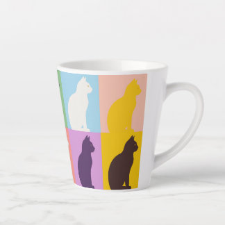 Colorful Cat Silhouette Latte Mug