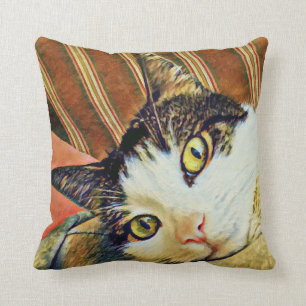 Colorful Cat Throw Pillow