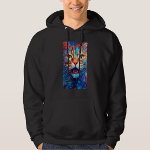 Colorful Cat with Yellow Eye Cat Graphic Cat Cat Hoodie