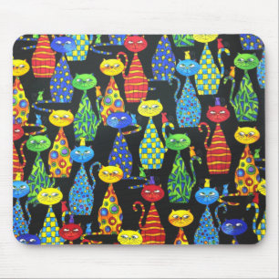 Colorful Cats and Mice Mouse Pad