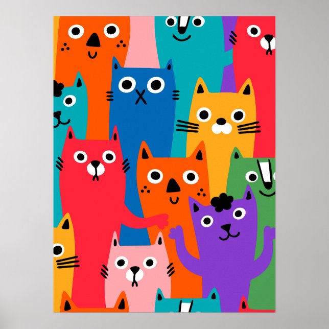 Colorful cats pattern poster (Front)