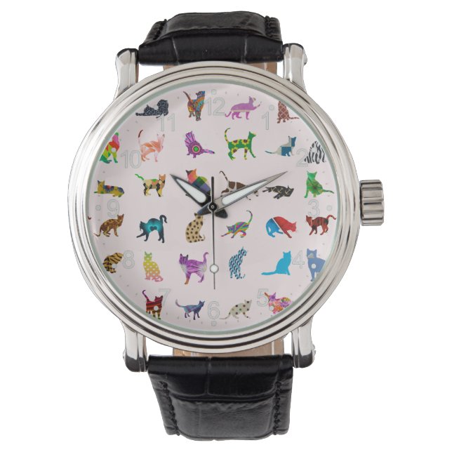 Colorful Cats Pattern Watch (Front)