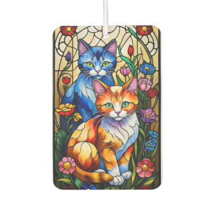 Colorful Cats Stained Glass Car Air Freshener