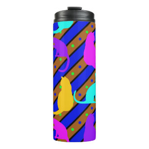 Colorful Cats stripes and polkadots Animal art Thermal Tumbler