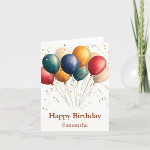 Colorful Celebration Balloons with Confetti Holiday Card