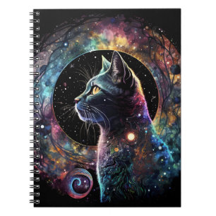 COLORFUL CELESTIAL CATS IN SPACE NOTEBOOK