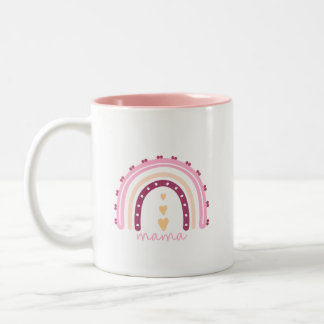 Colorful Ceramic Mama Mug with Bohemian Rainbow