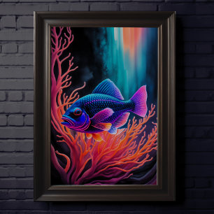 Colorful Chalk Drawing Fish Poster