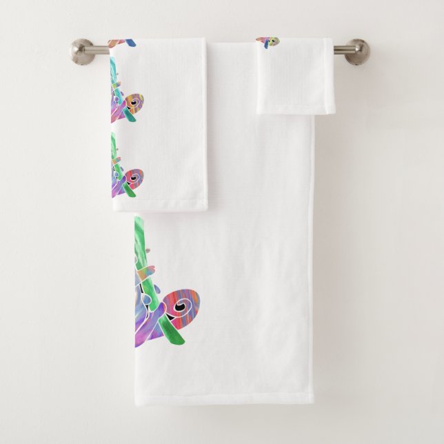 Colorful Chameleons Bath Towel Set (Insitu)