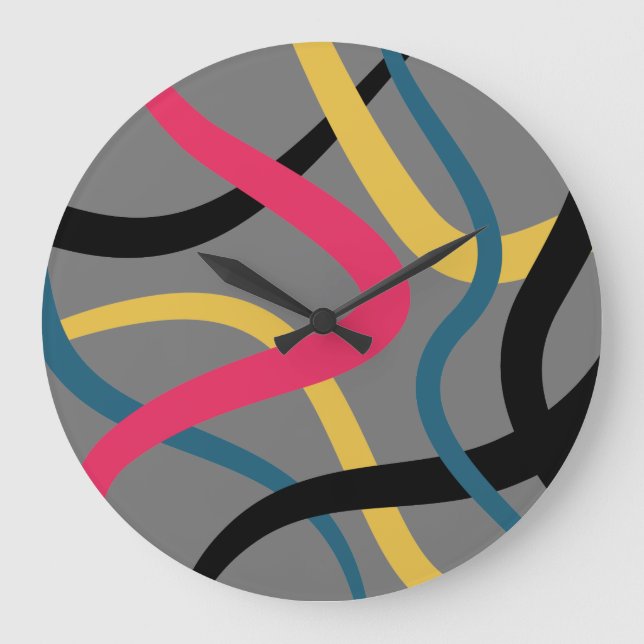 Colorful, chaotic, bold vibrant modern graphic art large clock (Front)