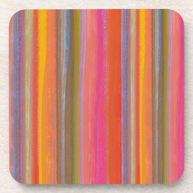 Colorful Charcoal Boho Stripes Coaster (Front)