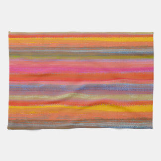 Colorful Charcoal Boho Stripes Tea Towel