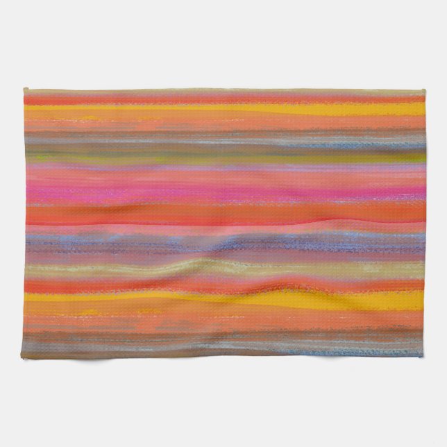 Colorful Charcoal Boho Stripes Tea Towel (Horizontal)